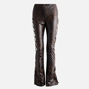 Kim Shui Minnie Lace Up Pants Brown Distressed Textured Size XS NWT